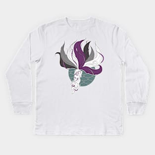 Asexual Pride Kitsune Kids Long Sleeve T-Shirt